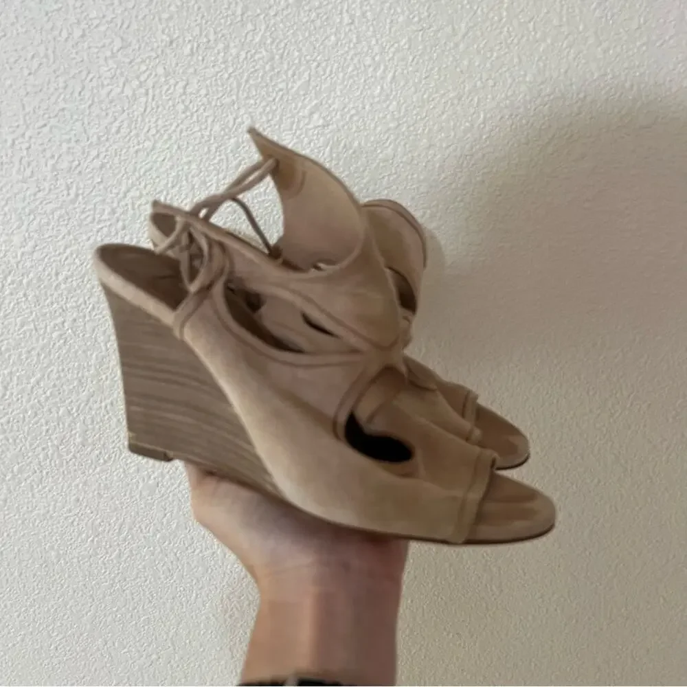 Aquazzura Firenze tan nude Sexy Thing Wedges 85 strappy heels  36.5